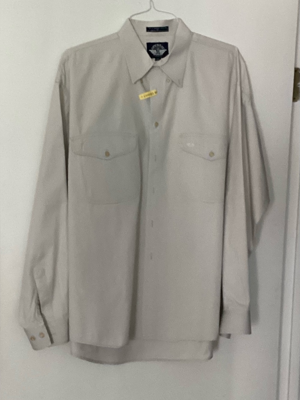 Dockers Mens Large Light Beige Button-Front Shirt